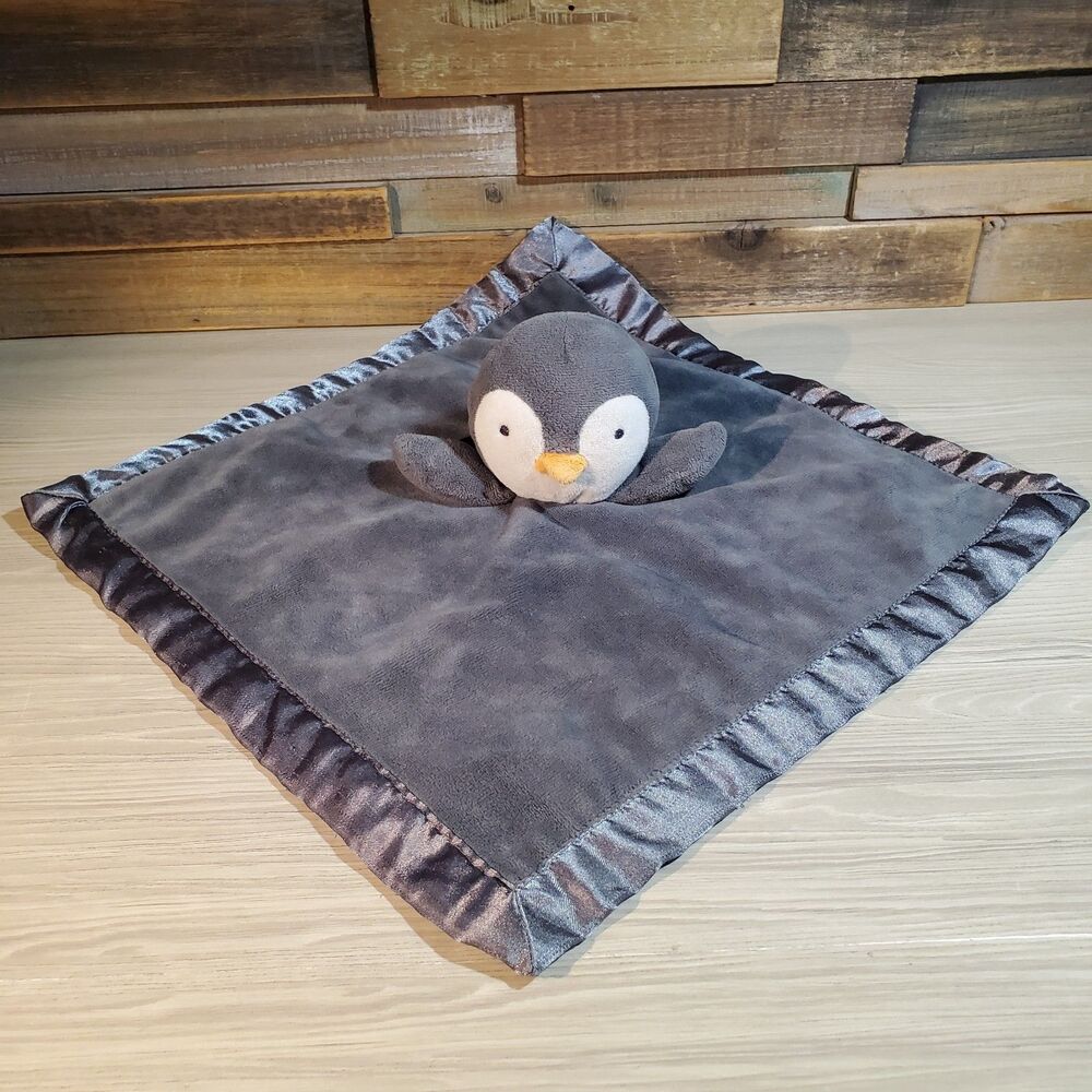 Target Penguin Plush Limited Edition Dark Gray Security Blanket Satin Lovey